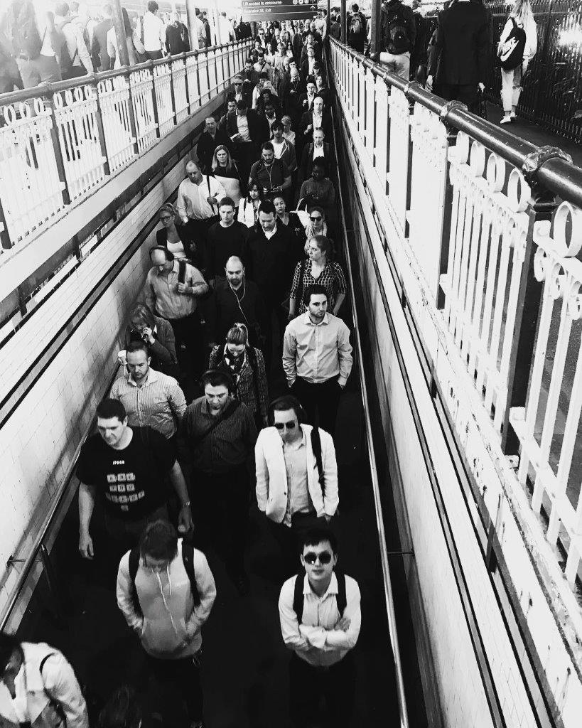 people on an escaltor in melbourne